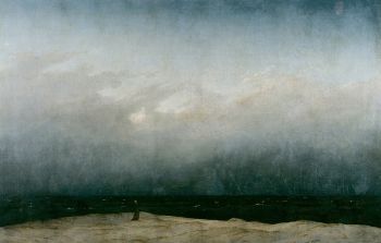 iO Monge Junto ao Mar/i por (1808-10) de Caspar David Friedrich suscitou sentimentos de admiração, maravilha, e humildade