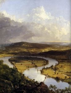 Thomas Cole's baanbrekende iView from Mount Holyoke, Northampton, Massachusetts, after a Thunderstorm/i (1936) - ook wel bekend als iThe Oxbow/i - werd een meesterwerk van de Amerikaanse landschapsschilderkunst.'s seminal <i>View from Mount Holyoke, Northampton, Massachusetts, after a Thunderstorm</i> (1936) - also known as <i>The Oxbow</i> - became a masterpiece of American landscape painting.